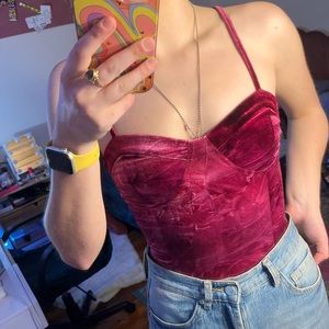 Forever 21 Velvet Magenta Bodysuit